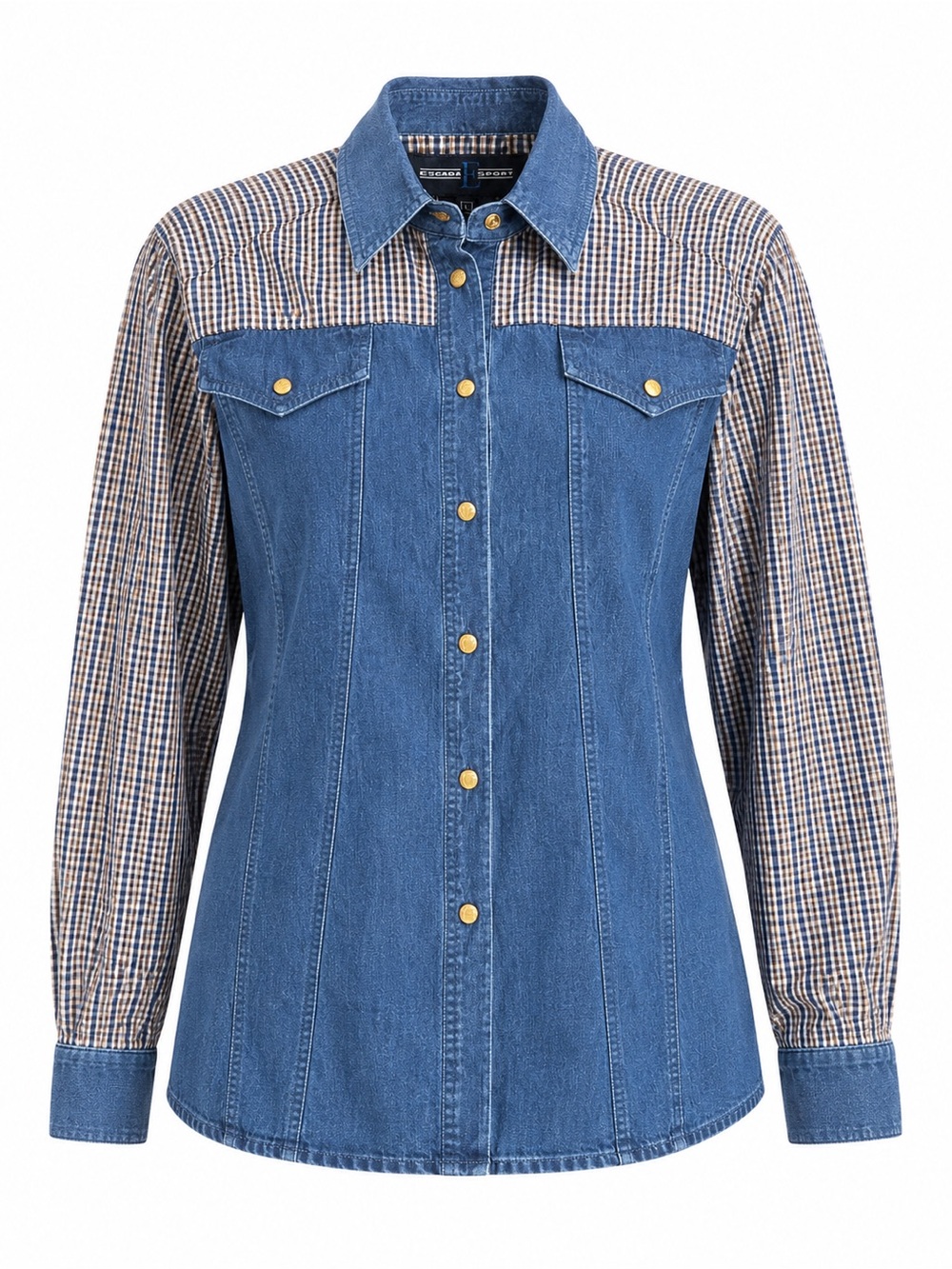 Escada Sport Vintage Denim Western Snap Shirt Jacket Size L